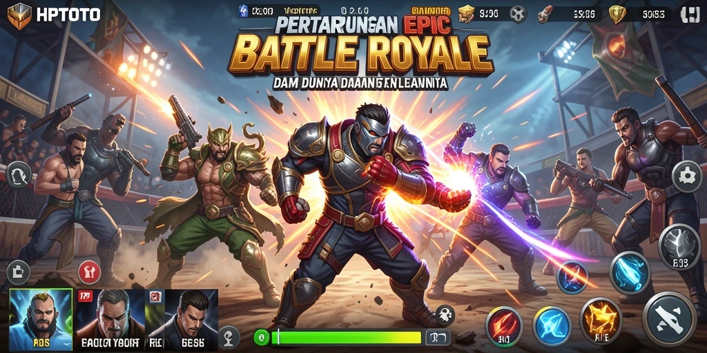 Screenshot HPTOTO menampilkan aksi pertempuran mendebarkan dalam mode Battle Royale.