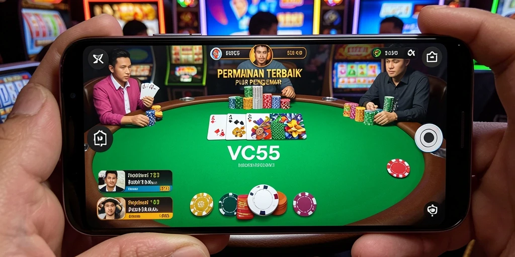 Tampilan gameplay VC55 yang menarik saat bermain poker.